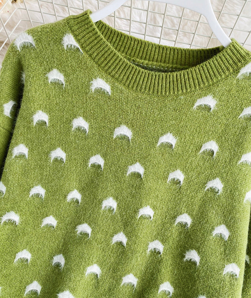 Cute round neck loose sweater  084