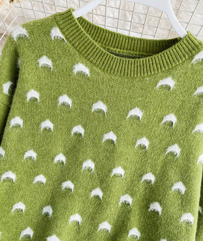 Cute round neck loose sweater  084