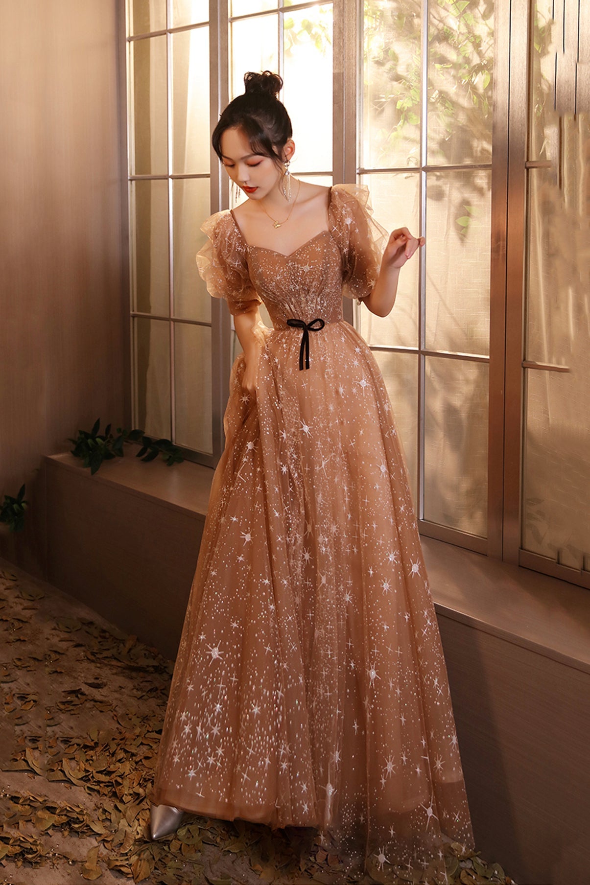 Cute Sweetheart Neckline Tulle Long Prom Dress, A-Line Evening Graduation Dress