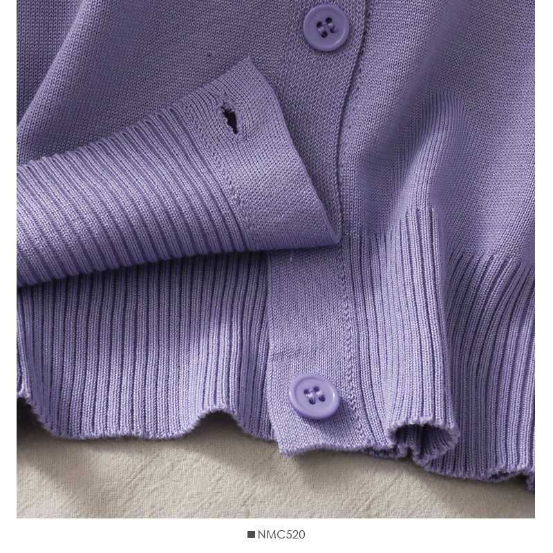 College style white border doll collar single breasted cardigan top  1806