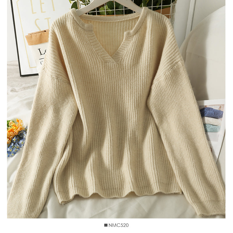 Korean version of thin, medium and long Pullover solid color sweater female  1786