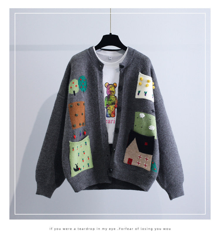 Vintage, turtleneck cardigan, Autumn/winter, new, loose, lazy style, student sweater coat  1400