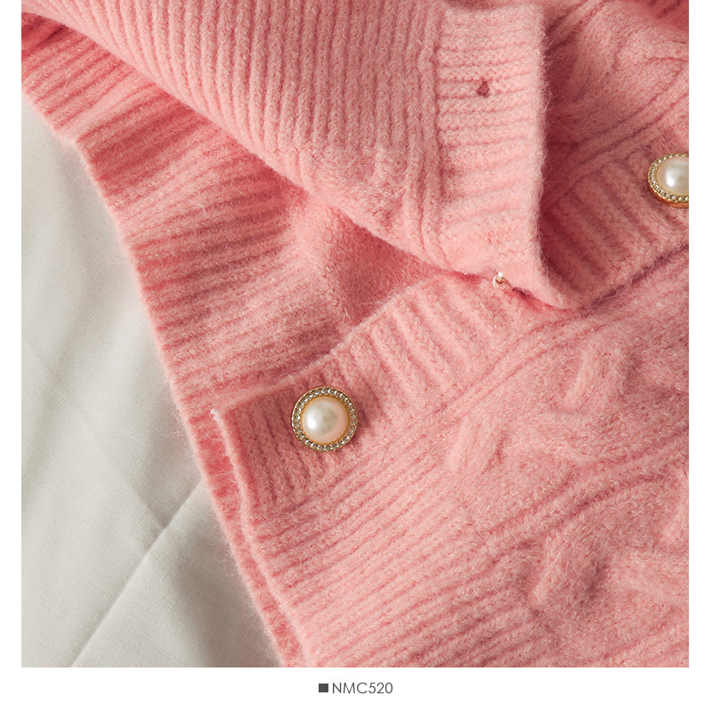 Low neck single breasted cardigan twist loose knit  1776