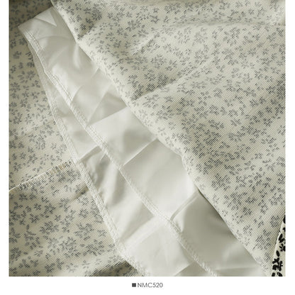 Hong Kong style retro floral high waist medium length A-line skirt  2485