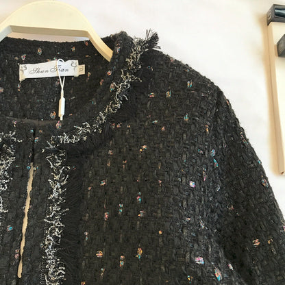 Small fragrant clothes retro short coat spring tassel round neck small coat  1663