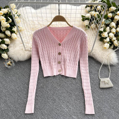 Knitted cardigan, western style coat, female V Neck Sweater Coat  1610