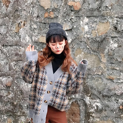 New style, blue sky and white cloud sweater, student loose cardigan  1423