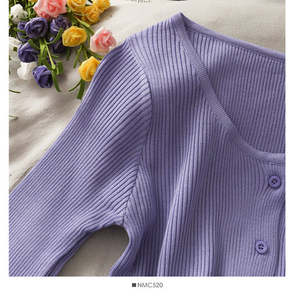 New candy color round neck exposed collarbone suspender sweater for women  1908