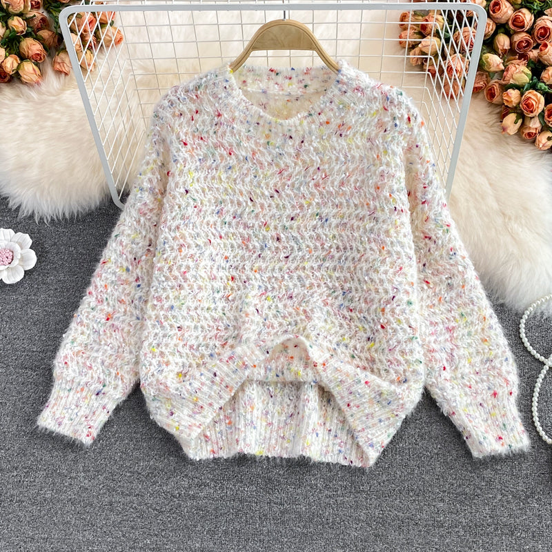Cute round neck long sleeve sweater  1475