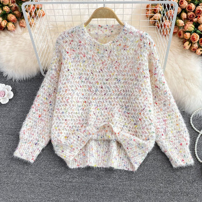 Cute round neck long sleeve sweater  1475