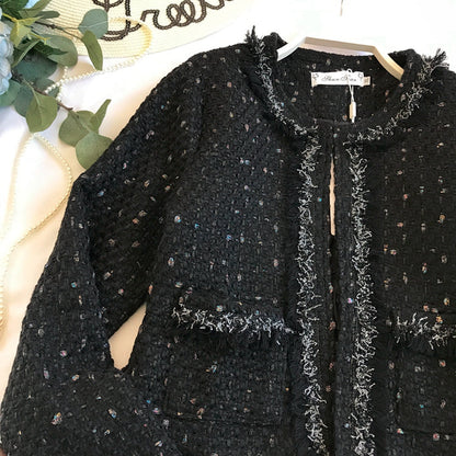 Small fragrant clothes retro short coat spring tassel round neck small coat  1663