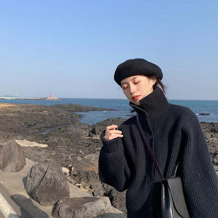 Sweater jacket, thickened, loose, lazy, turtleneck, winter's new bat-sleeved cardigan  1399