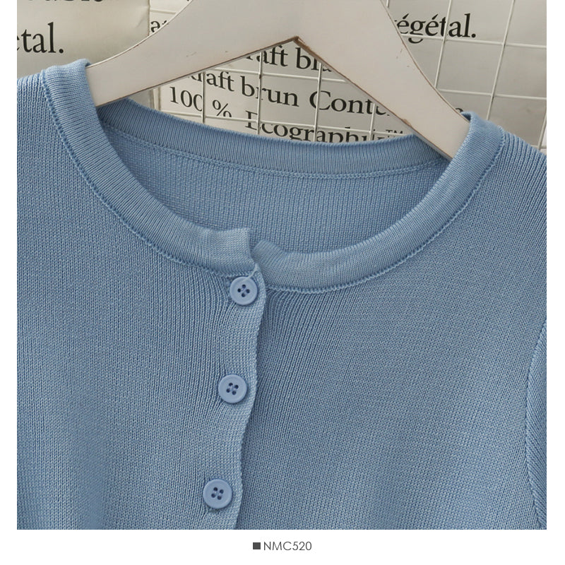 Net red same single breasted short slim fitting long sleeve knitted cardigan  1694