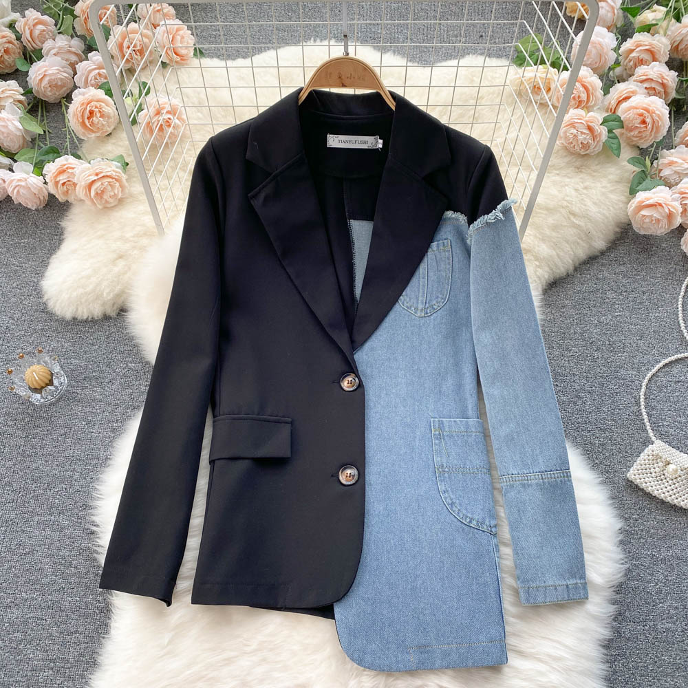 Jacket female cowboy stitching Blazer  1505