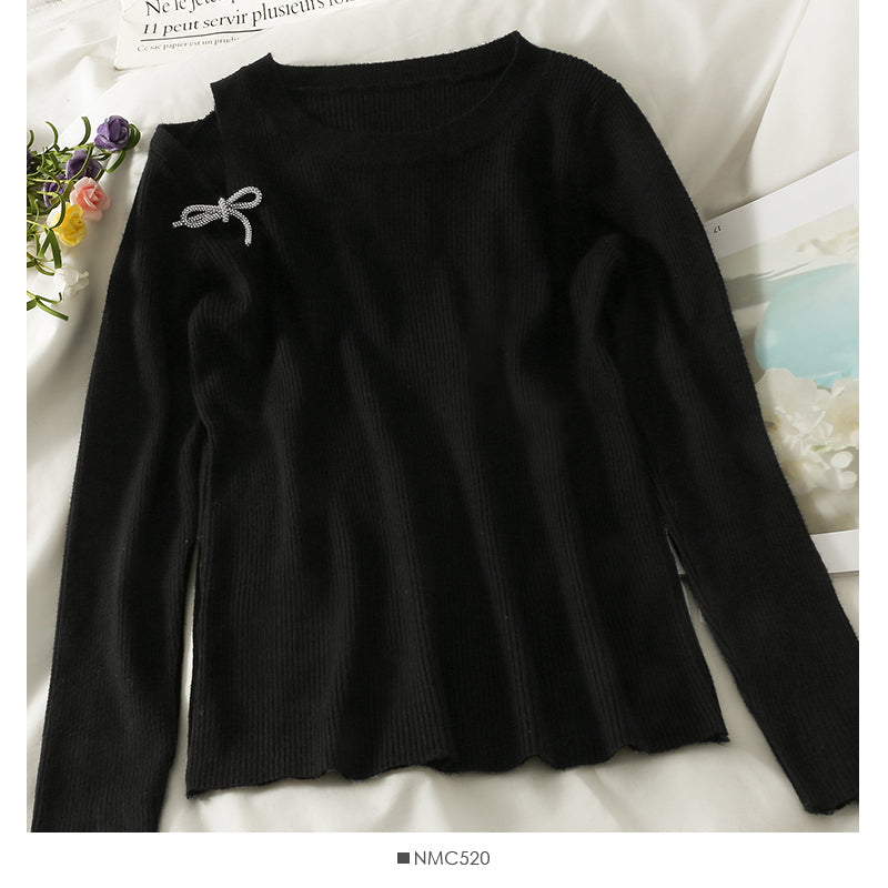 Women's autumn decoration thin round neck sweater  1992