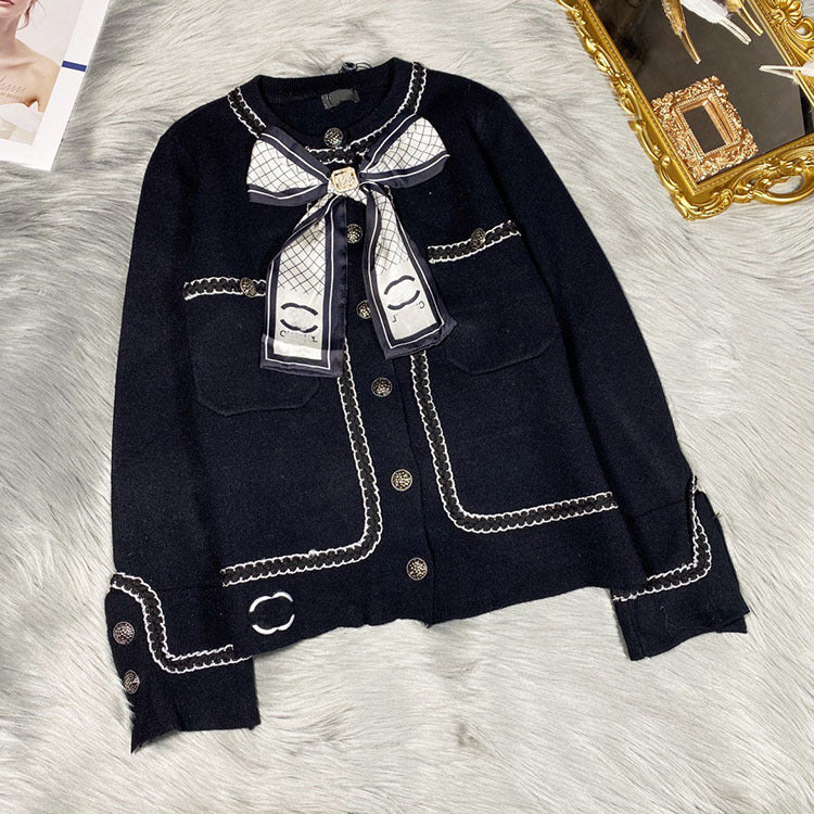 Small sweet early spring new style, socialite wind silk scarf sweater cardigan, simple fashion knitting coat  1467