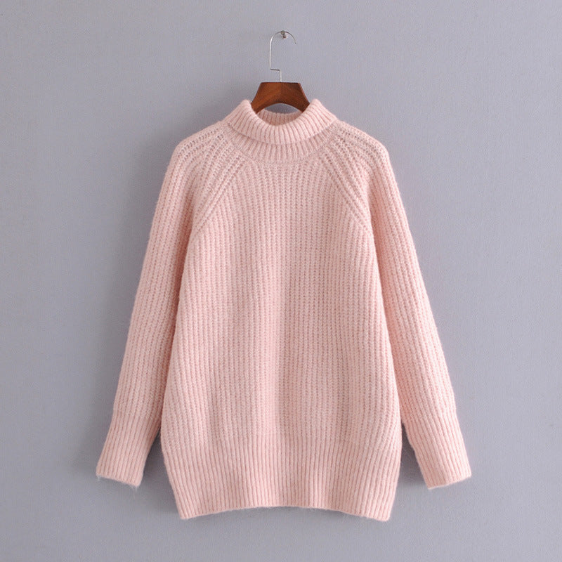 Loose knit turtleneck sweater for women  1353