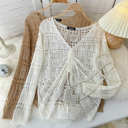 Hollow out design V-Neck Sweater for women  1582