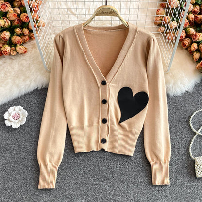 Lovely heart cardigan long sleeve sweater  1485