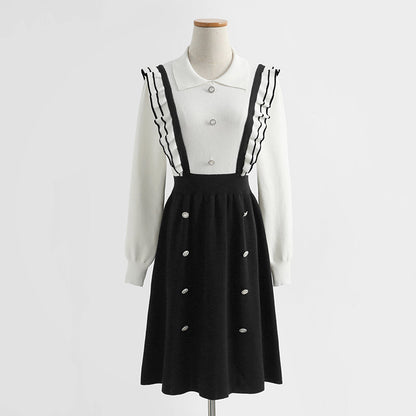 College style knitted dress color matching, aging and slimming  2318
