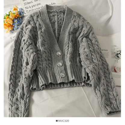 Sweater women's three button long sleeved cardigan  1913