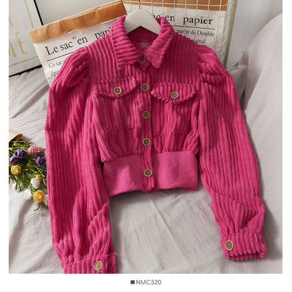 Korean minority corduroy short lapel jacket  2084