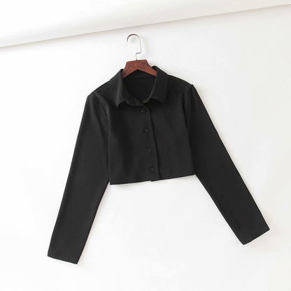 autumn short personalized lapel short shirt single breasted jacket  1383