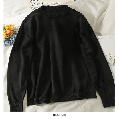 Loose and thin crew neck Pullover solid color sweater for women  1818