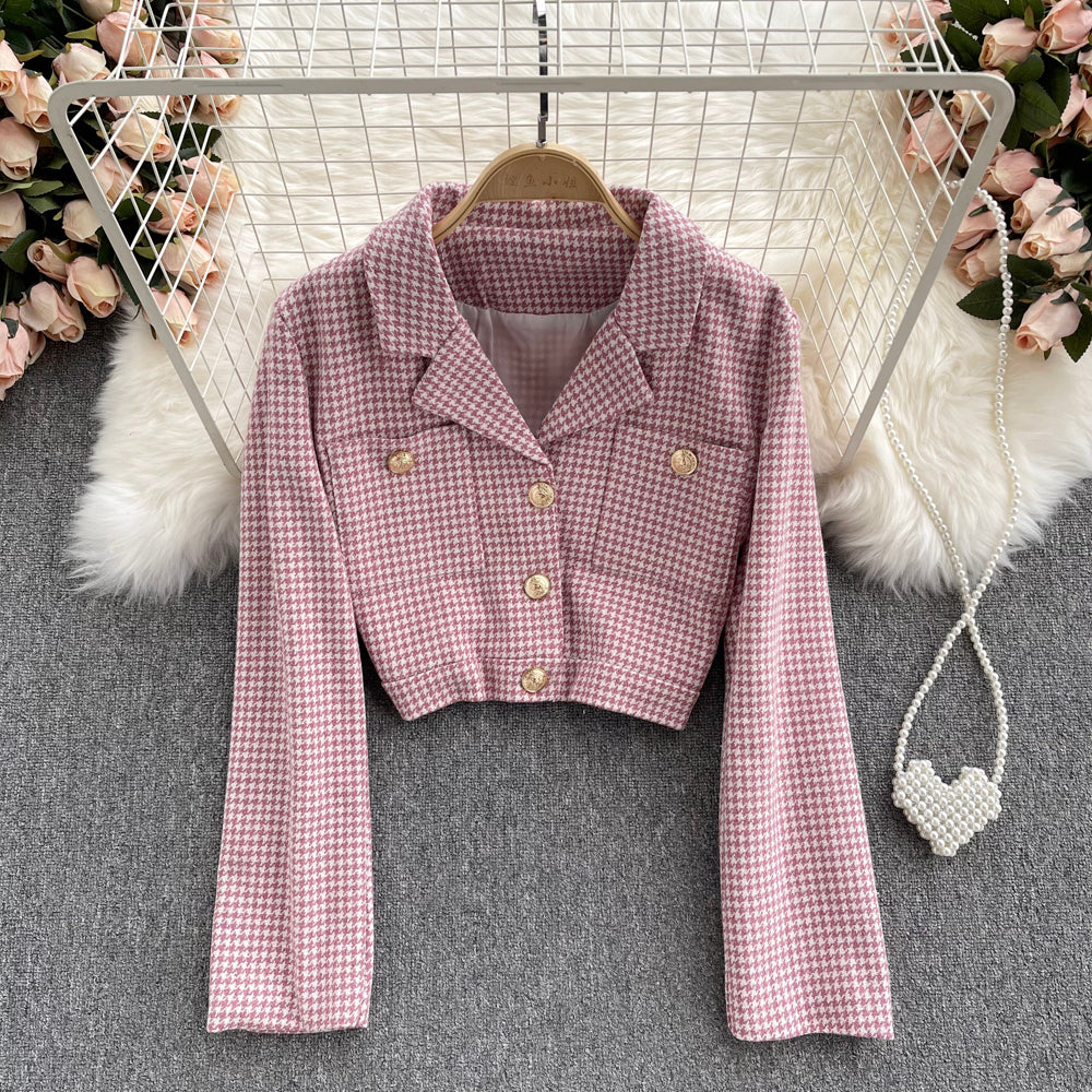 Korean retro qianniaoge women's autumn and winter new versatile suit  1558