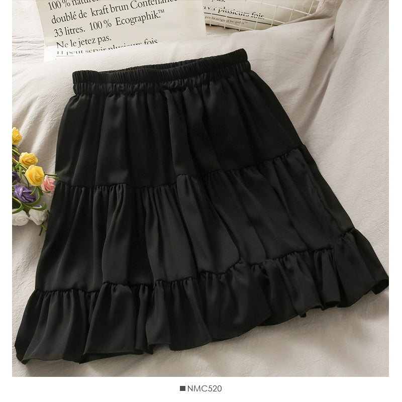Sweet girl elastic waist slim pleated skirt  2481