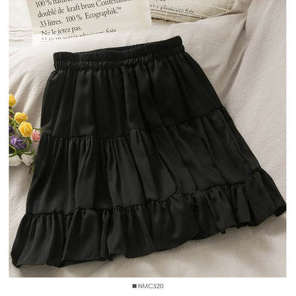 Sweet girl elastic waist slim pleated skirt  2481