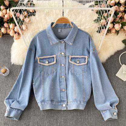 Denim Jacket Women's loose jacket fashion top  1544