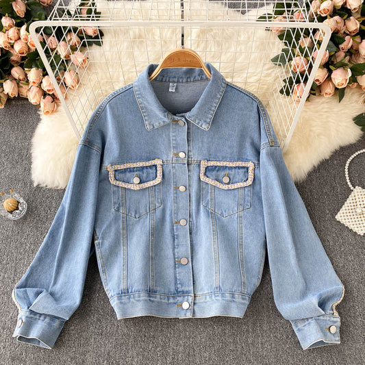 Denim Jacket Women's loose jacket fashion top  1544