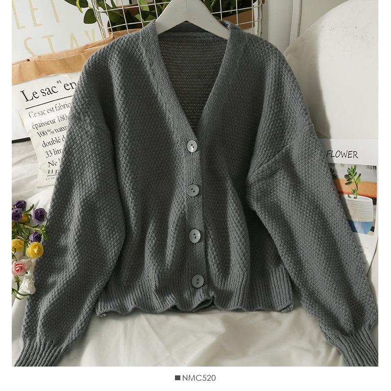 Knitwear solid color versatile outside cardigan sweater coat  1835