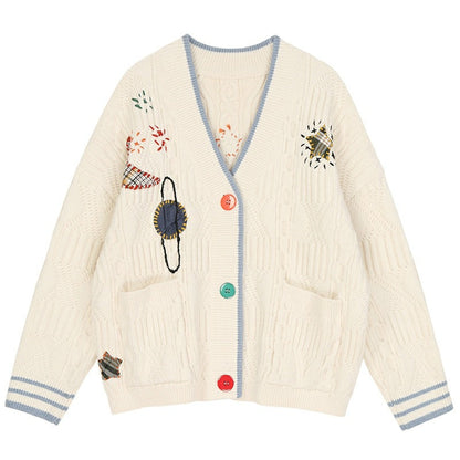 Loose, lazy, kiddie planet embroidered sweater  1439