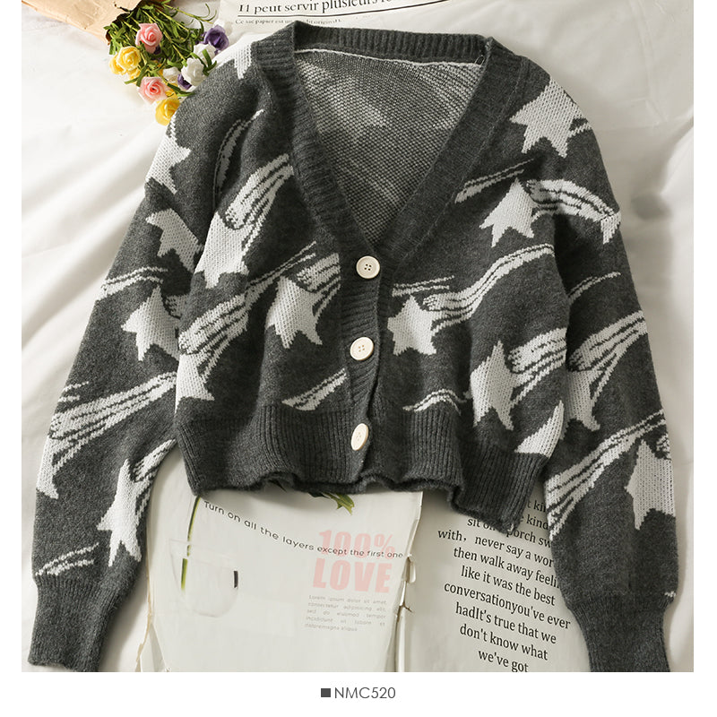 Meteor print bright silk loose and thin low neck sweater  1940