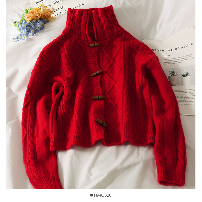 Plaid linen Lapel Long Sleeve Sweater Top  1897