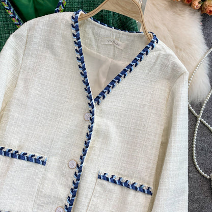 Xiaoxiangfeng tweed woven coat green coat  1657