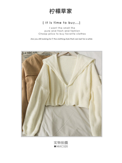 Korean version of foreign style versatile two button short sweater for women  1690