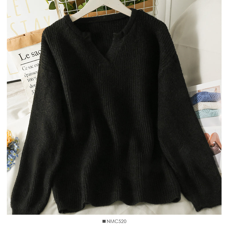 Korean version of thin, medium and long Pullover solid color sweater female  1786