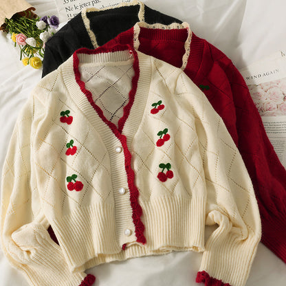 Cute cardigan cherry sweater  1481