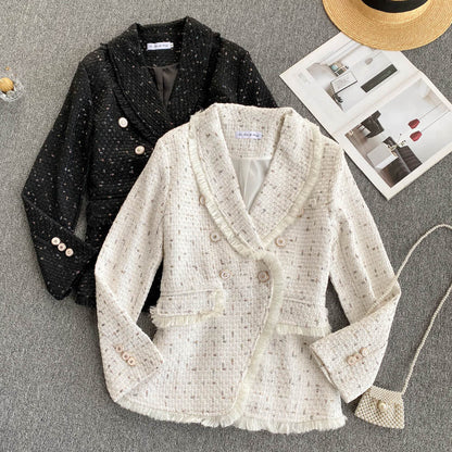 Early autumn retro small fragrant wind tweed coat  1554