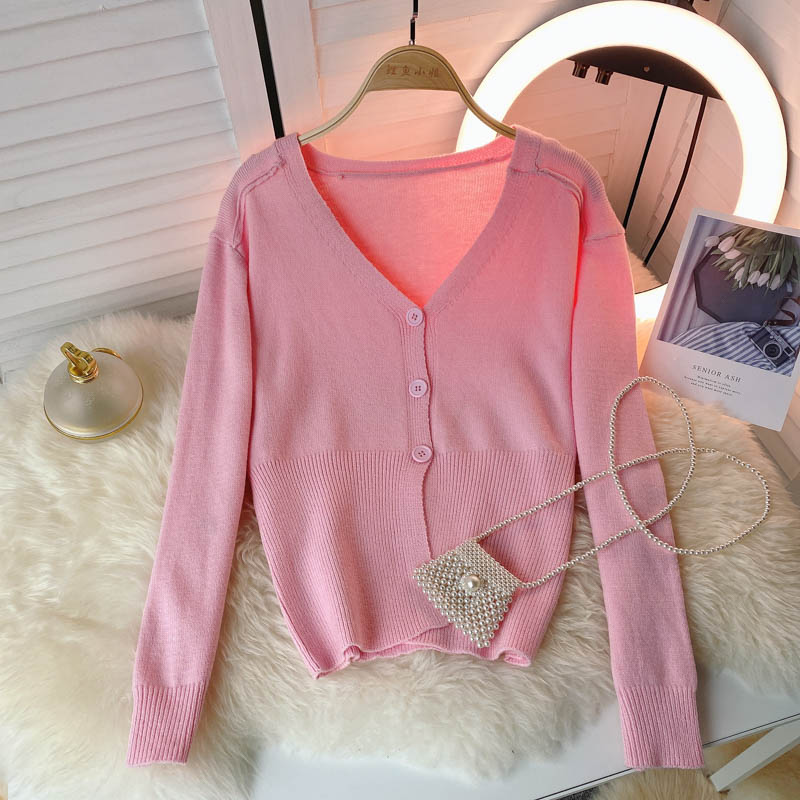 Knitted women's autumn new lazy thin sweater  1593