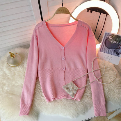 Knitted women's autumn new lazy thin sweater  1593