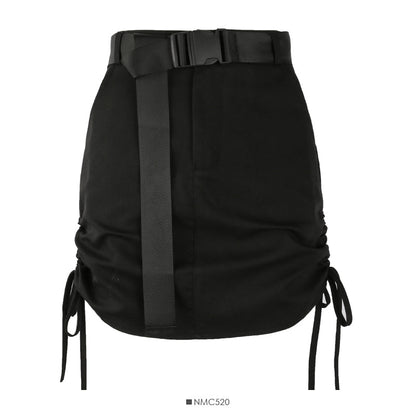 Strapping high waist slim drawstring pleated Hip Wrap Skirt for women  2498