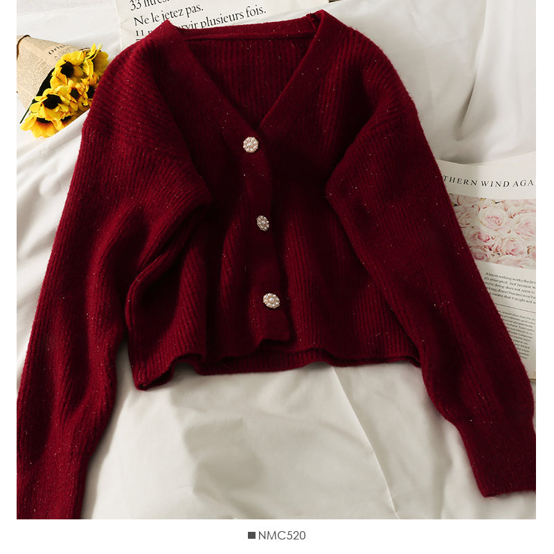 Han Fan loose and thin three button single breasted cardigan sweater  1784