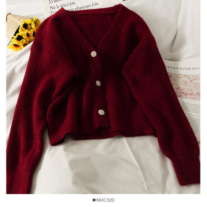 Han Fan loose and thin three button single breasted cardigan sweater  1784