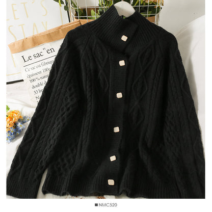 Sweater women's loose and thin high neck long sleeve lattice  1846