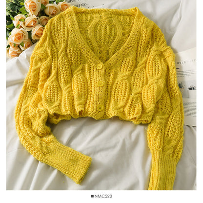 Jacquard sweater women's loose and thin solid color sweater  1741