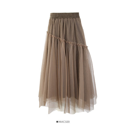 Korean gauze stitched irregular ear skirt for women  2489